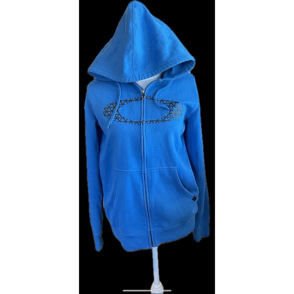 Oakley Blue Full Zip Cotton Hoodie Sweatshirt Unisex Size M